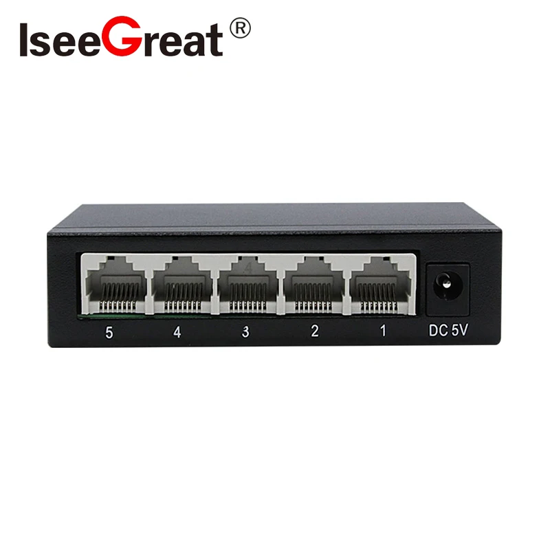 5 Port Ethernet Switch for PC Monitoring Surveillanc Camera Network Splitter 100/1000Mbps Gigabit Plastic and Metal Options