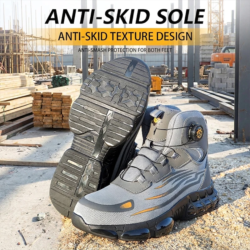 High-Top-Sicherheitsschuhe mit Mesh-Obermaterial, TPU-Sohle, Drehverschluss, Stahlkappe, durchtrittsicher und stoßfest, Unisex für schwere Arbeiten – Detail 4