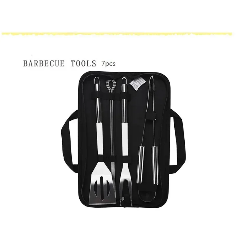 

3/5/7 in 1 BBQ Tools Set Barbecue Utensil Accessories Stainless Steel Grilling Accessories Outdoor Camping Cooking Tools Bag