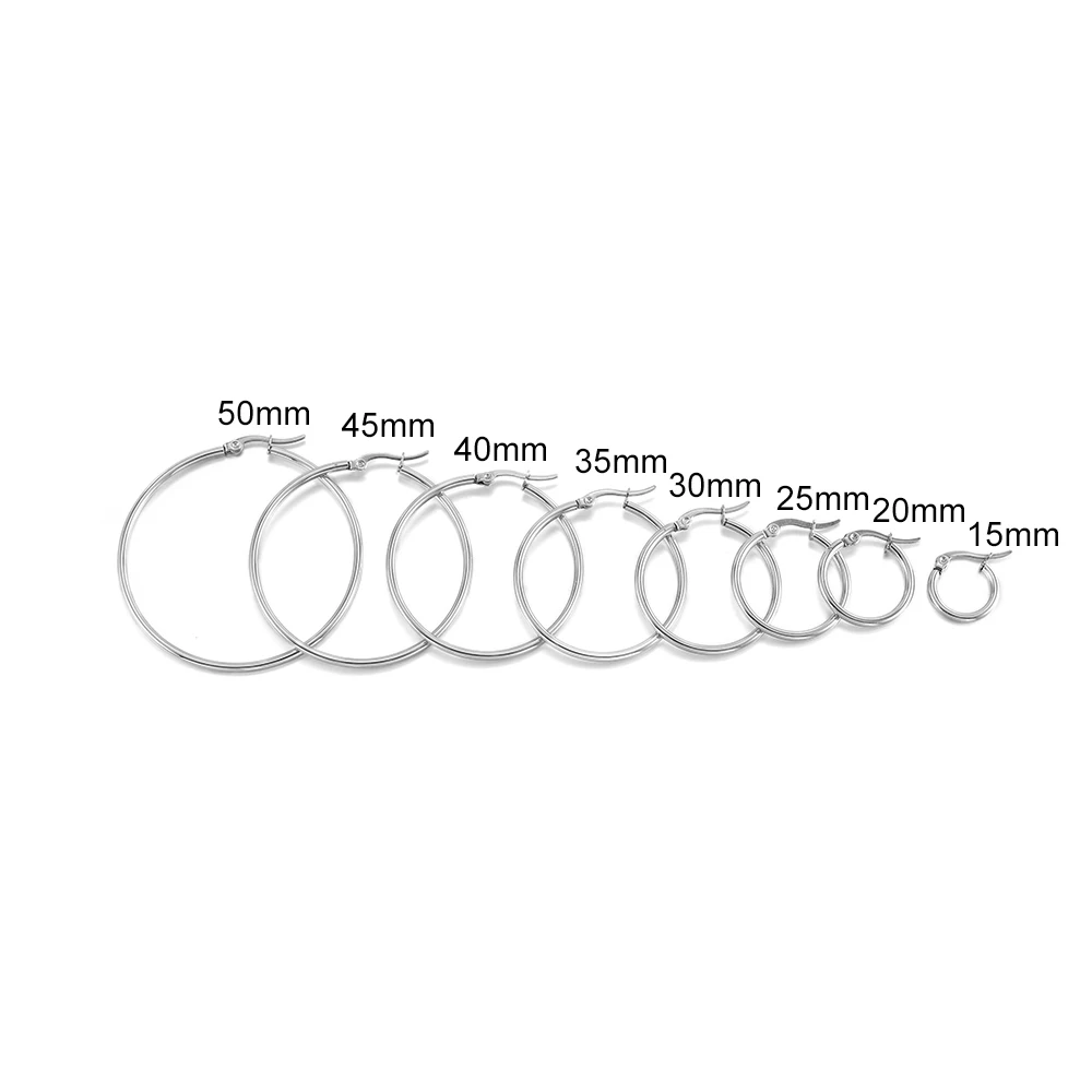 10Pcs/Lot 15-50mm Stainless Steel Round Earrings Hoops Open Earring Hook Base Ear Ring DIY Jewelry Making Findings Accessorie