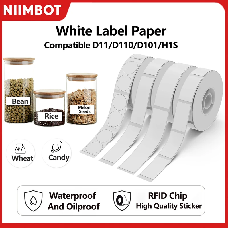 Niimbot D11/D101/D110 Mini Portable Printer White Tape Sticker Papers Waterproof  Anti-Oil No Glue Thermal Label Printer New