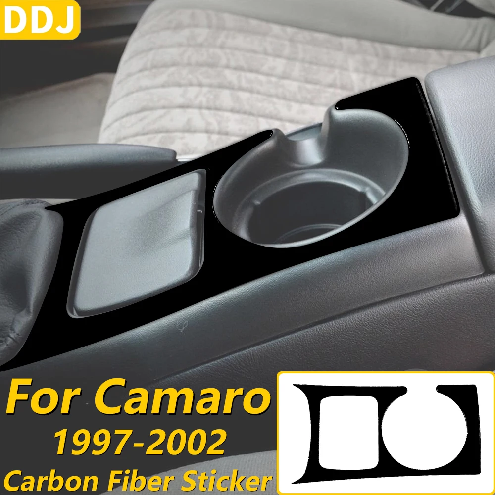 For Chevrolet Camaro 1997-2002 Piano Black Central Control Gear Shift Cup Holder Frame Panel Cover Trim Car Accessories Sticker