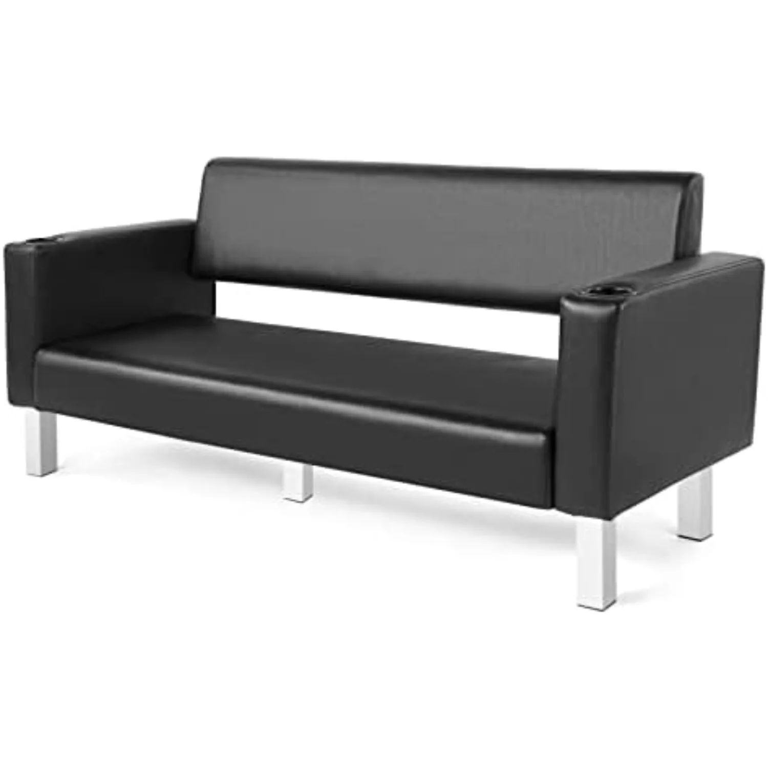 Office Reception Chairs Waiting Room Bench Guest Chairs | 60.6'' Leather Bench, Conference Room Chairs, with 2 Cup