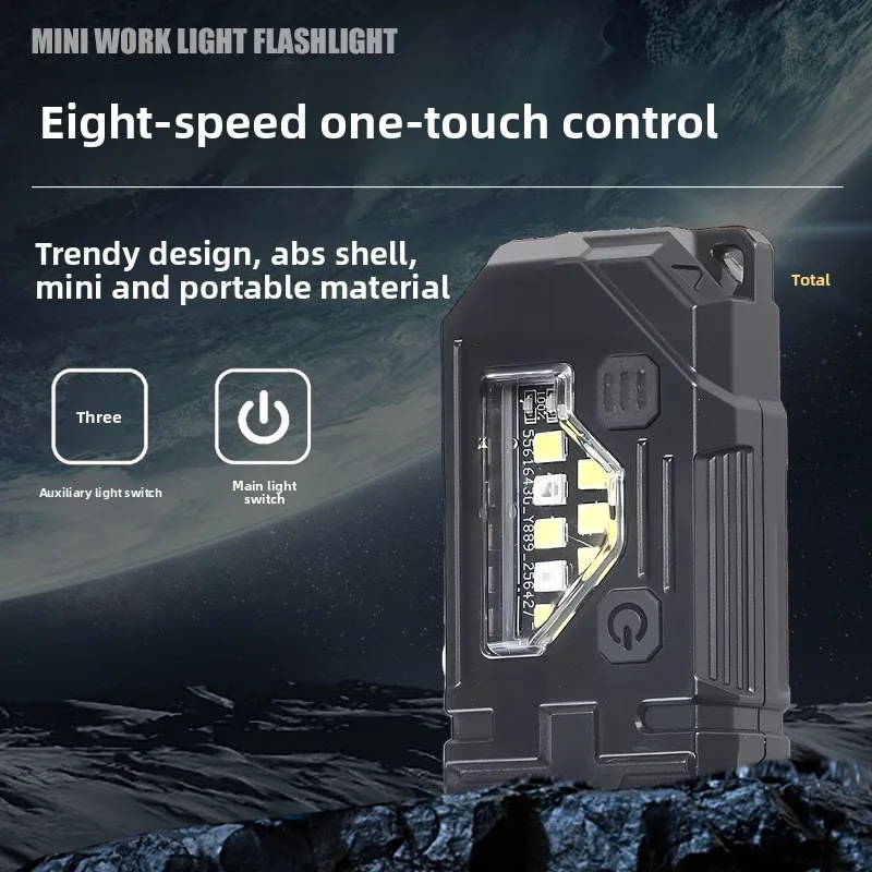 Mini COB Keychain Light LED Flashlight Portable Buckle Lamp Outdoor Waterproof Rechargeable Work Light for Camping Hiking