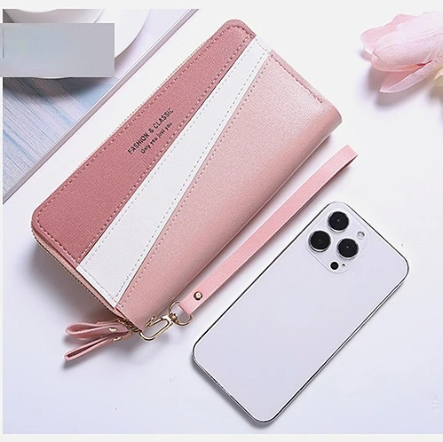 Billeteras Kawaii para mujer, cartera grande de diseñador de lujo, monedero rosa, cartera grande de cuero para mujer, monedero