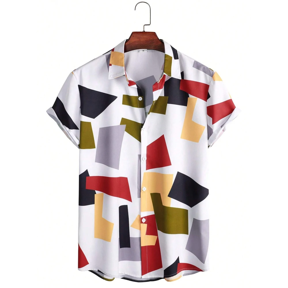 Hawaiian Shirt Man Art Block 3D Printed Shirt Fashion Men's Clothing Shirts for Man Korean Popular Clothing Shirt Man