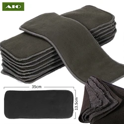 AIO Bamboo Charcoal Absorbable Nappy Ecological Nappy  Inserts Hemp Fabric Washable Booster Liners Reusable Use With Baby Pocket