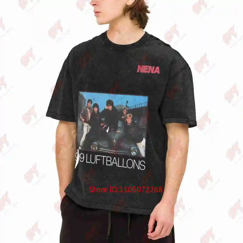 Nena 99 Luftballons Album Cover Vintage Washed Tee Pure Cotton T-Shirt