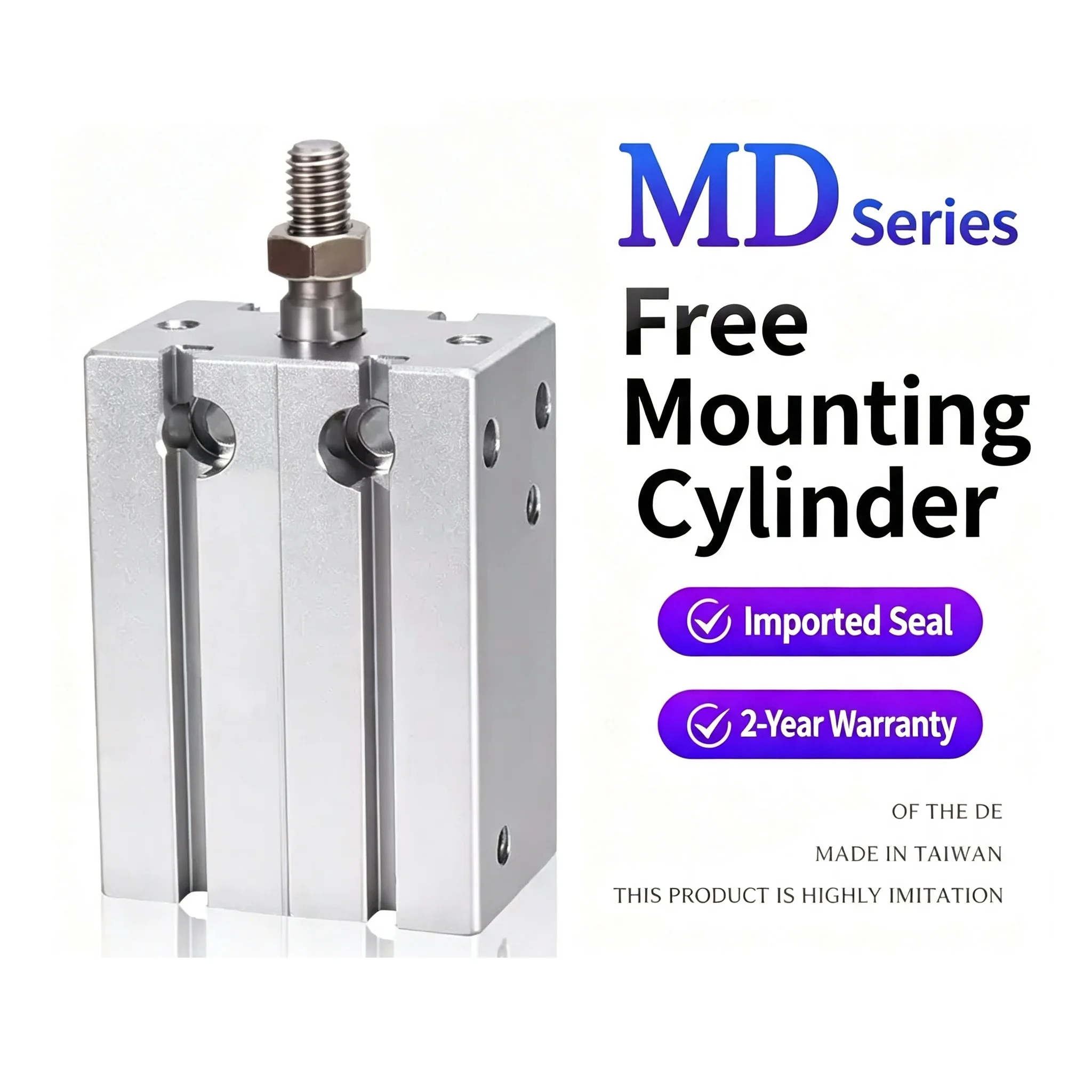 Cylinder Aluminum Alloy MD10/16/20/25/32X5*10X15X20X25X30X40X50X60S MD Free Installation Small Multi Position Fixed Pneumatic