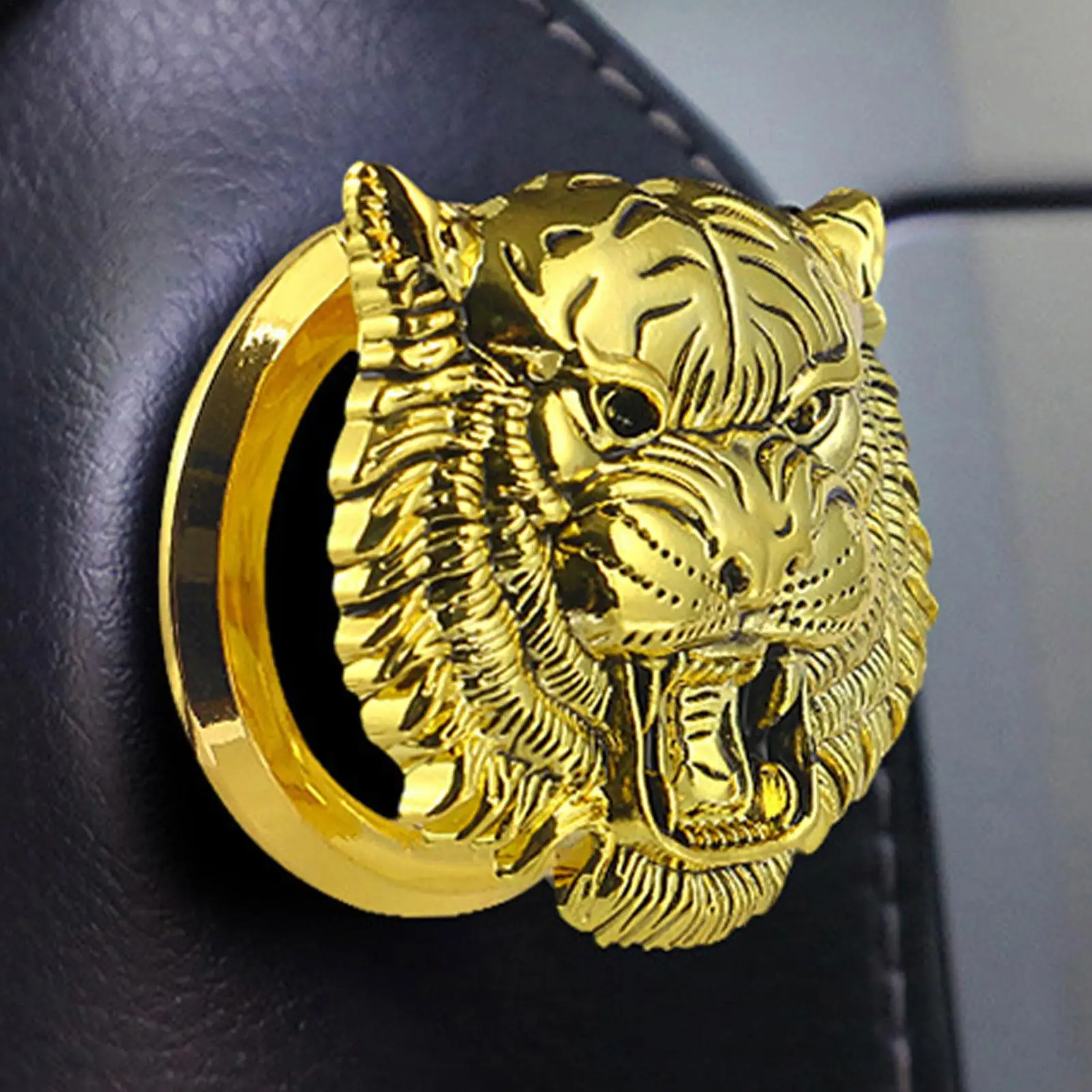 Car Start Button Cover Adhesive Cool Protective Tiger Head Vehicle Push Button Start Ring For Truck RV SUV Drivers Men Women