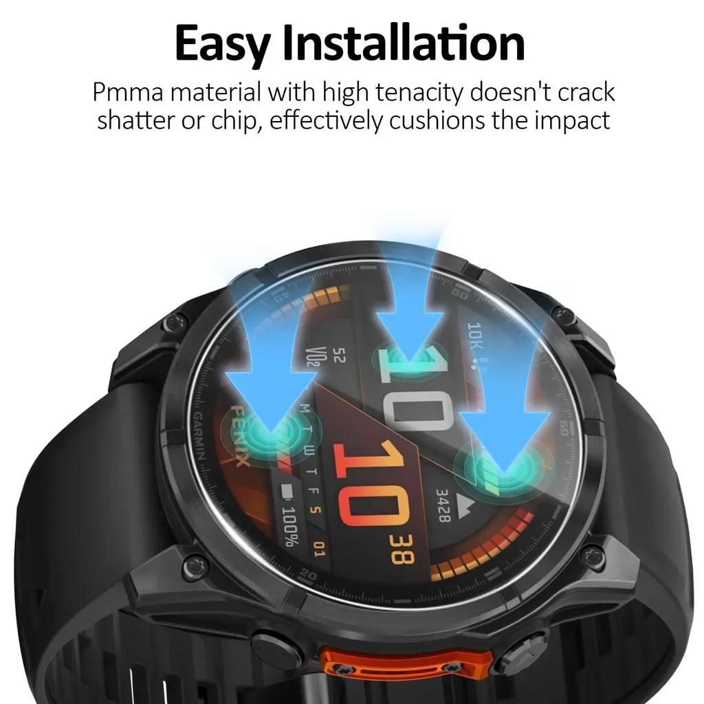 Garmin Fenix 8 Series Screen Protector, 9H Hardness Tempered Glass Film with Installation Tool, HD Clear Anti-Scratch Protective