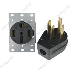 American 250V 50A 4 hole NEMA 14-50R US Generator outlet Anti-off industry power socket plug inline wire connector