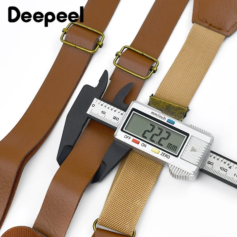 1 Stuk Deepeel 3*110Cm Heren Retro Bretels 4 Clips Unisex Lederen Y-Vormige Bretels Pu Antislip Casual Heren Beugels Sling Clip