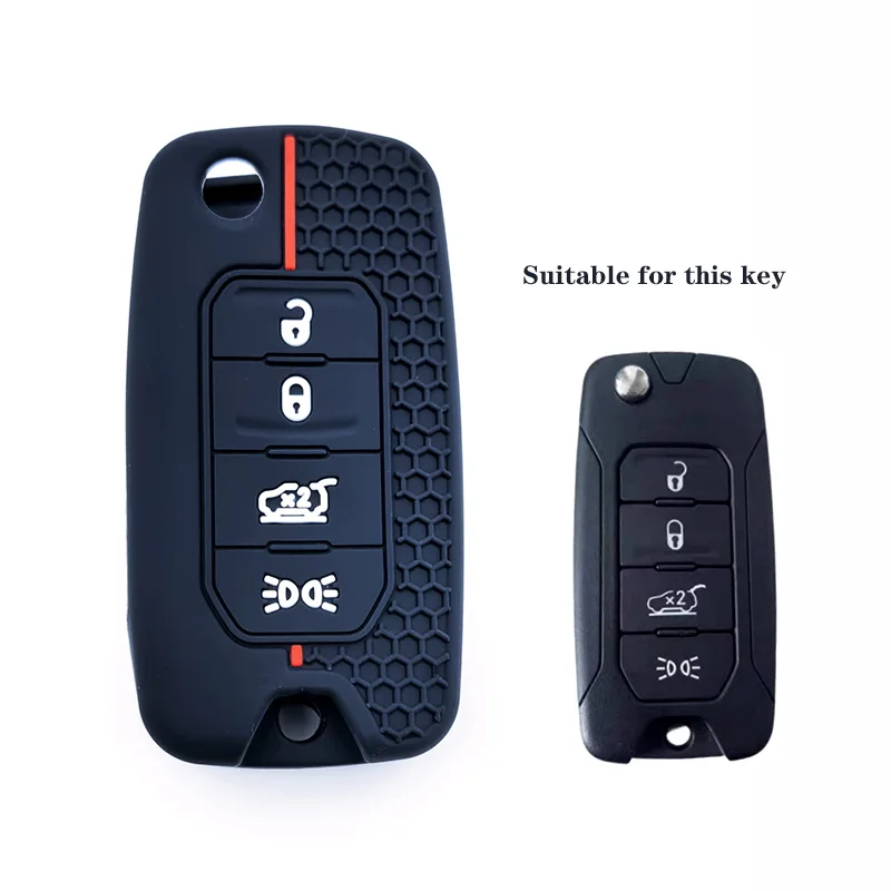 Silicone Car Remote Key Case Fob for Jeep Cherokee Compass S Renegade Grand Commander for Dodge Journey Challenger Jcuv Charger