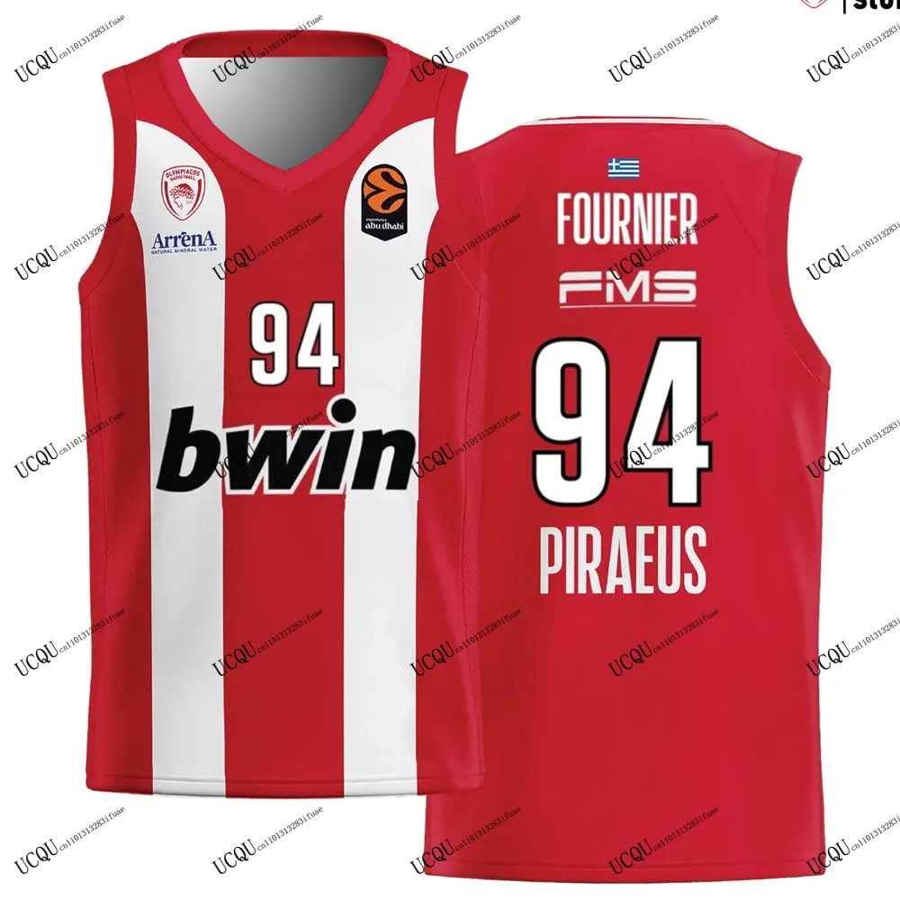 2025-26 Neuankömmling Olympiacos 3D-gedruckter Basketball Griechenland FOURNIER # 94 Jersey Athletic Casual T-Shirt Home Away Erwachsene KINDER