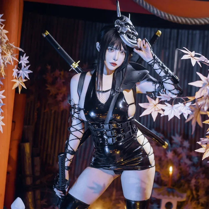 

Black Dark Reign Ninja Shadow Snow Shadow Patent Leather Case Cosplay Costume Outfit Sexy Cosplay Bodysuit