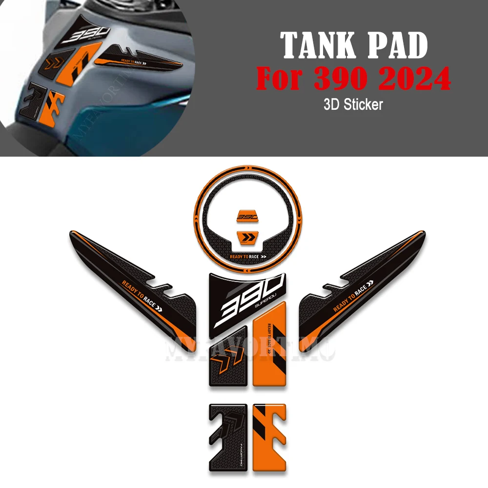 

For 390 Duk 2024 Motorcycle Fairing Fender Tank Pad Side Grips Gas Fuel Oil Kit Knee Protector TankPad Stickers Decals