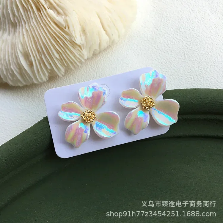 5pcs Purple Gardenia Magic Color Big White Flower Resin Flower Crafts for DIY Jewelry Making Accessories