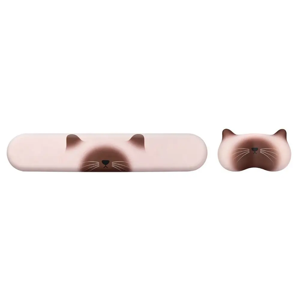 Cute Cat Silicone Wrist Rest Pad Ergonomic Non-Slip Base Ergonomic Mouse Pad Soft Cushion Full Protection Keyboard Wrist Cushion