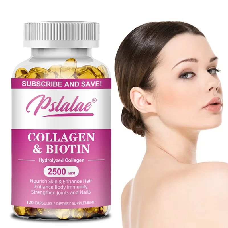 Collagen Capsules with Biotin for Healthy Hair, Beautiful Skin and Nail Support, Dietary Supplement, 120 Capsules