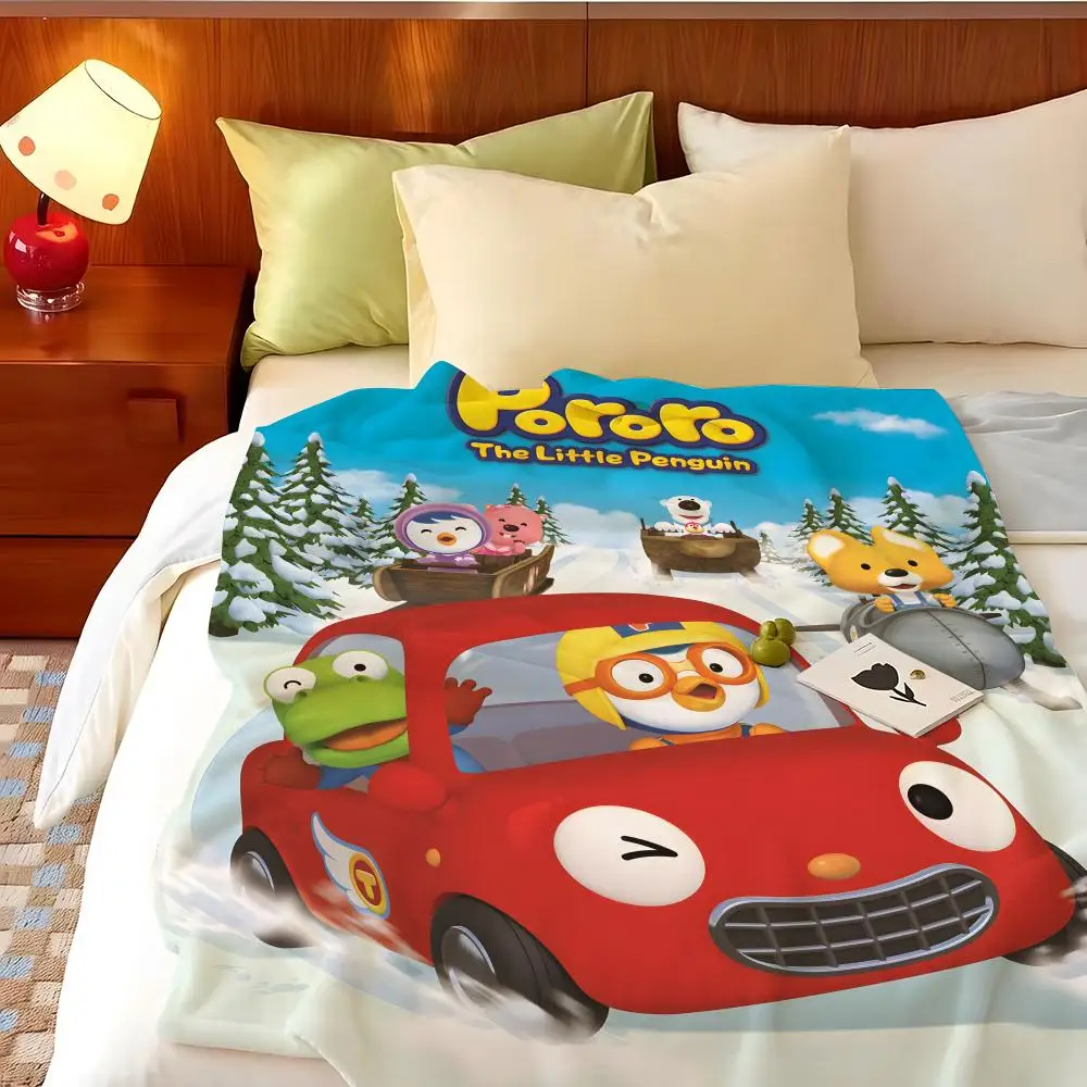 Cartoon P-Pororo S-Sweet C-Castle A-Adventure Throw Flannel Throw Blanket, Lightweight Cozy, Durable Washable cute Cool