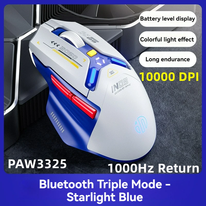 Tri-Mode Connection 10000DPI 2.4G Wireless Bluetooth Gaming Mouse PMW3325 RGB  Light For PC Gaming Laptop and MAC