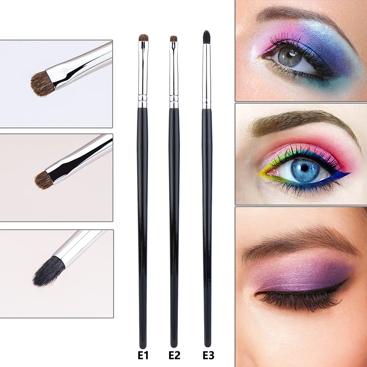 Piccoli pennelli per trucco Smoky Liner Pennello per sbavature per eyeliner Pennello per trucco per sbavature di precisione Pennello per sbavature per ombretto in crine di cavallo