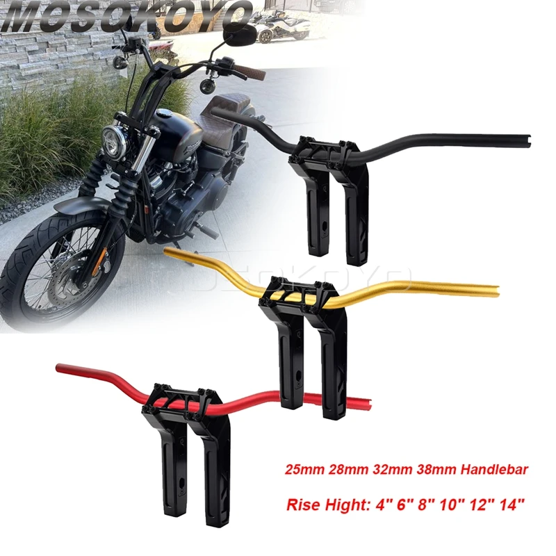 Digital Gage Gauge Handlebar Riser Motorcycle T-bar Handle Bar Risers for Harley Softail Street Bob Riser FLFB FLFBS FLSL 18-up