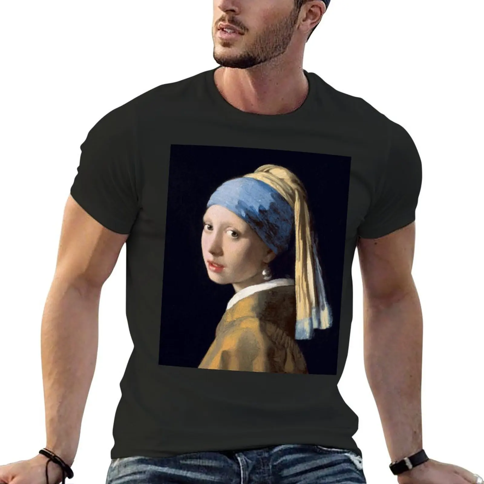 The Girl With A Pearl Earring T-Shirt kawaii clothes animal prinfor boys shirts graphic tees plus size men clothing