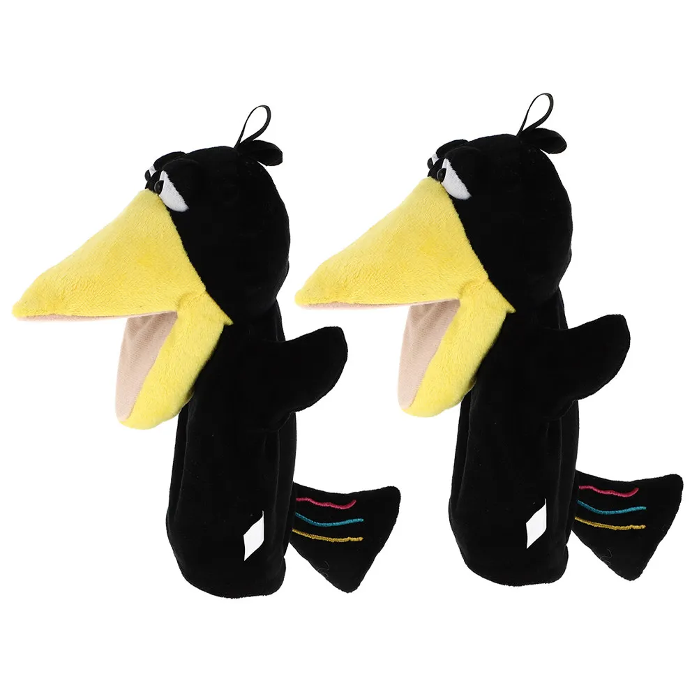 2Pcs Crow Hand Puppets for Toddlers and Kids Stimulates Creativity Language Skills Fine Motor Development Cartoon Storytelling