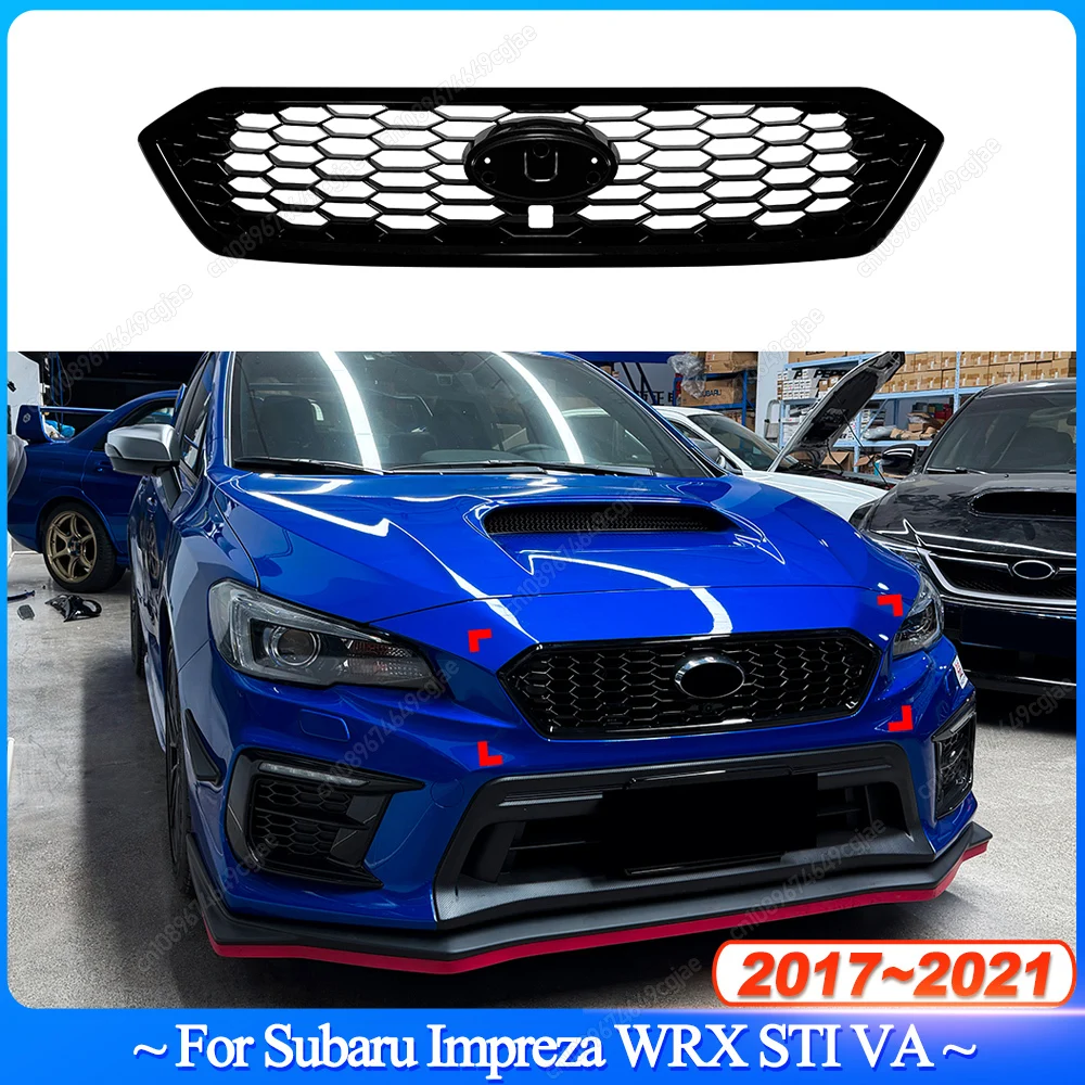 

For Subaru Impreza WRX STI VA 2017-2021 Car Front Bumper Grille Gloss Black Racing Grilles Honeycomb Grill Cover Bodykits Tuning
