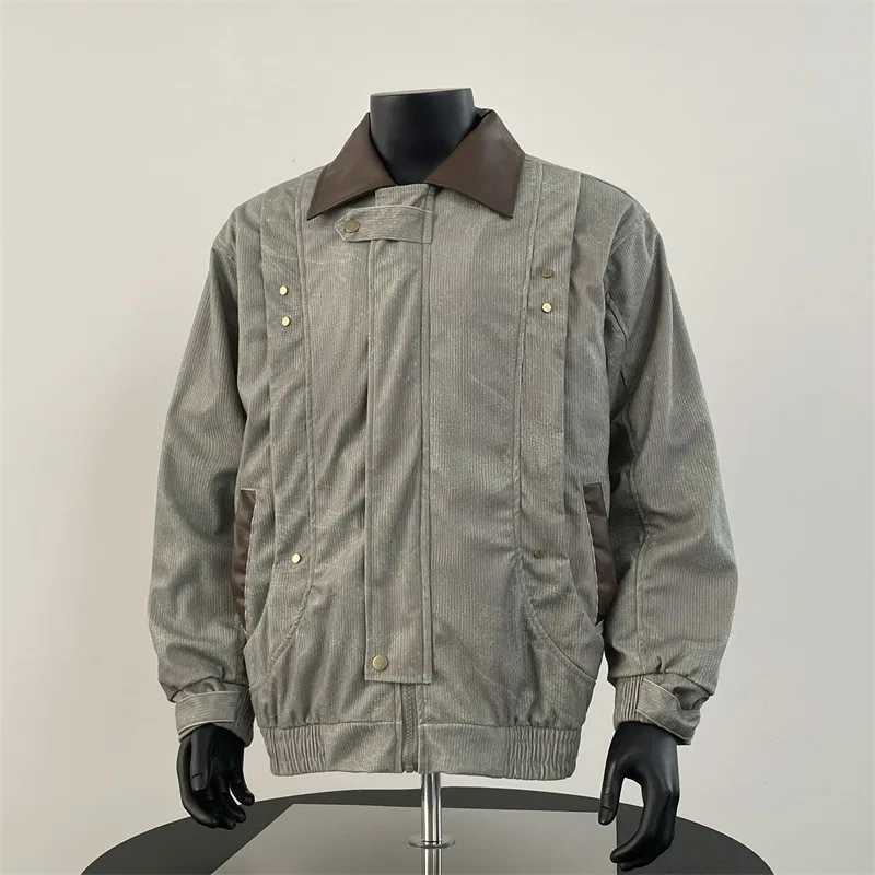 

Men's Vintage Corduroy Jaet Large Size Street Sle Long Sve Printed Casual Outerwear for Autumn Winter Faion Youth