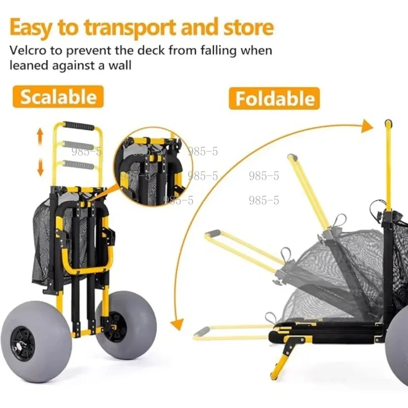 Outdoor Portable Folding Beach Trailer 12 Inch Inflatable Wheel Utility Cart