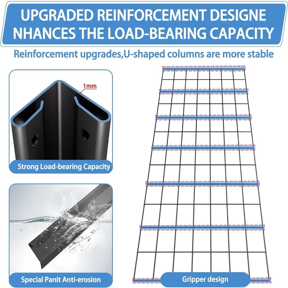 5-Tier Heavy Duty Garage Shelving Unit with Wire Shelves,3000 LBS Capacity Metal Storage Rack,Adjustable Boltless Steel Shelves