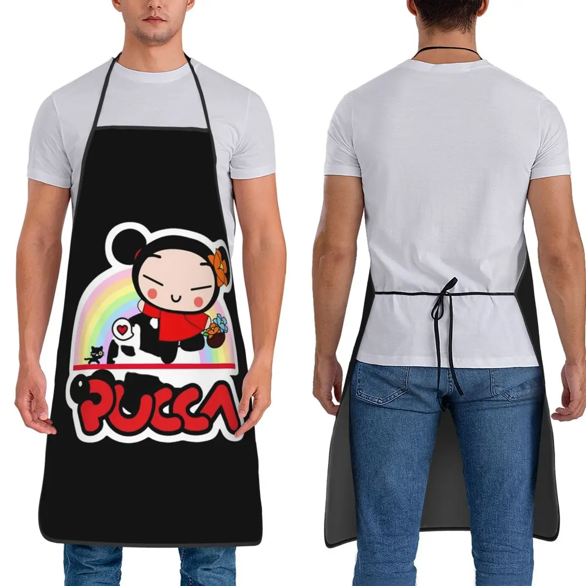 

Pucca And Garu Aprons Chef Cooking Baking Tablier Sleeveless Bib Kitchen Cleaning Pinafore for Women Men Gardening