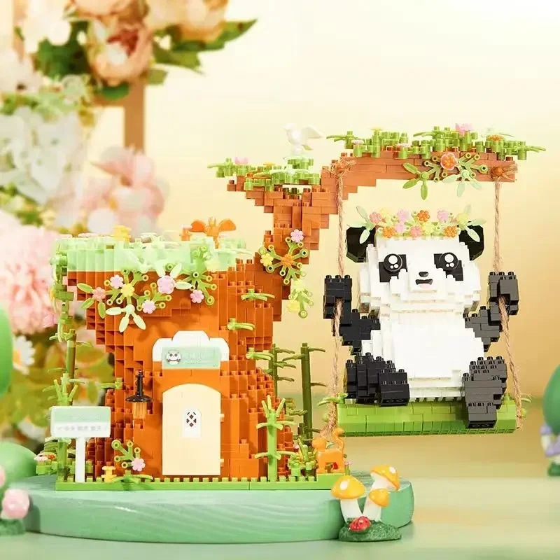 Building Block Panda Pen Holder Decoration Small Particle Assembly Toy Decoration 2023 New Model