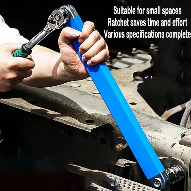 Versatile Extension Ratchet Wrench With 1/2", 1/4" And 3/8" Multi-Purpose Zero Offset Extension Wrench For Tight Space Work Tool