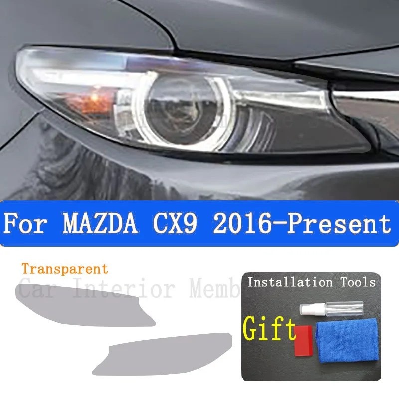 For MAZDA CX9 2016-2021 2022 TPU Car Exterior Headlights Anti-Scratch Protective Film Headlamps Repair Sticker Accessories Refit