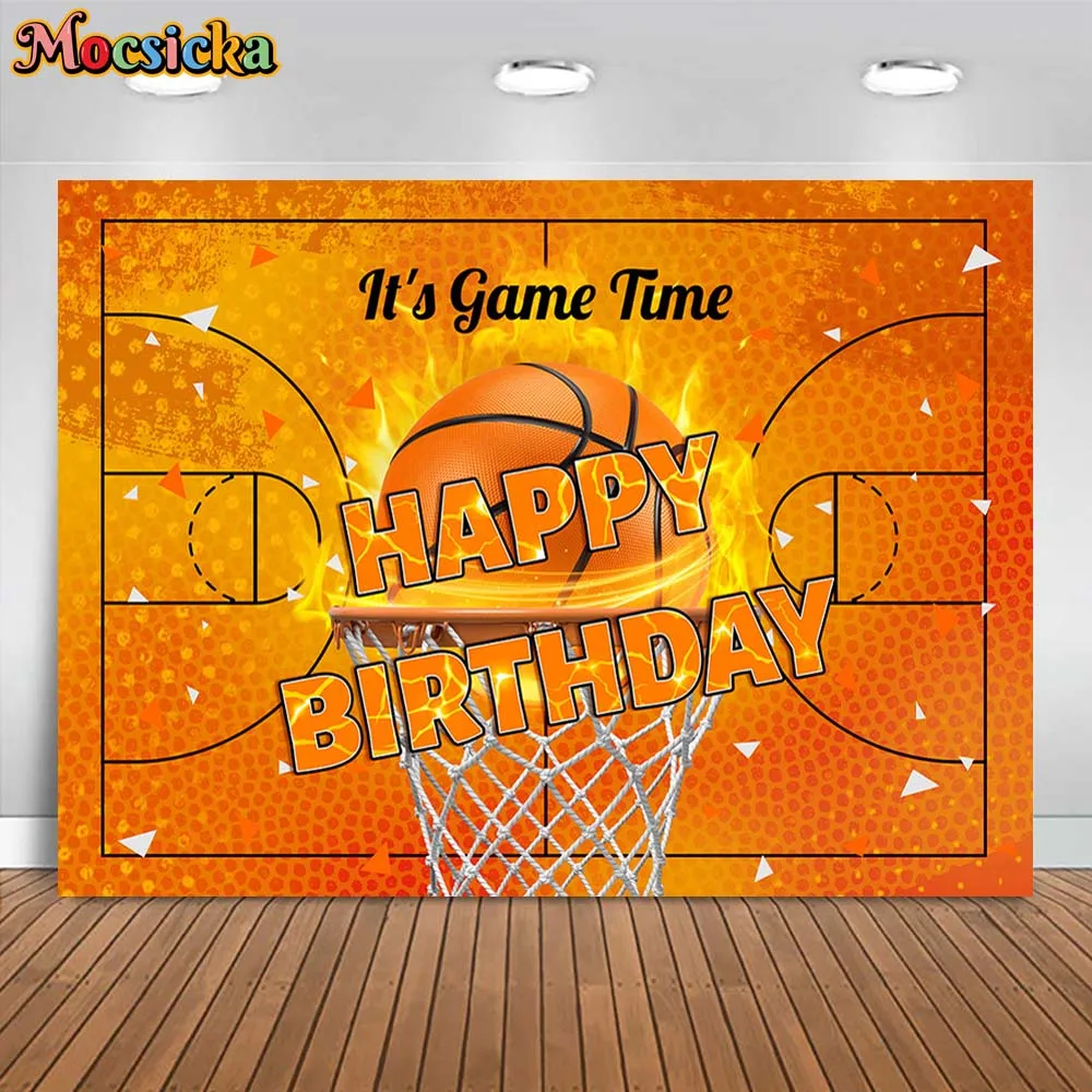 

Mocsicka Basketball Theme Birthday Backdrop Photography Boys Birthday Party Decor Photo Background Photocall Props Banner Poster