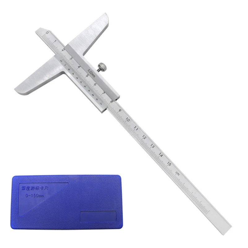 

Multipurpose 0-150mm Deep Depth Vernier Caliper Measuring Gauge Micrometer Device Suitable for Metalworking Woodworking