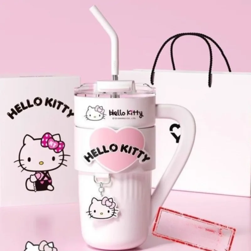 

Anime Sanrio HelloKitty Cute Kawaii Large Insulated Straw Tumbler Summer Coffee Cup Birthday Gift for Her Portable Holiday Gifts