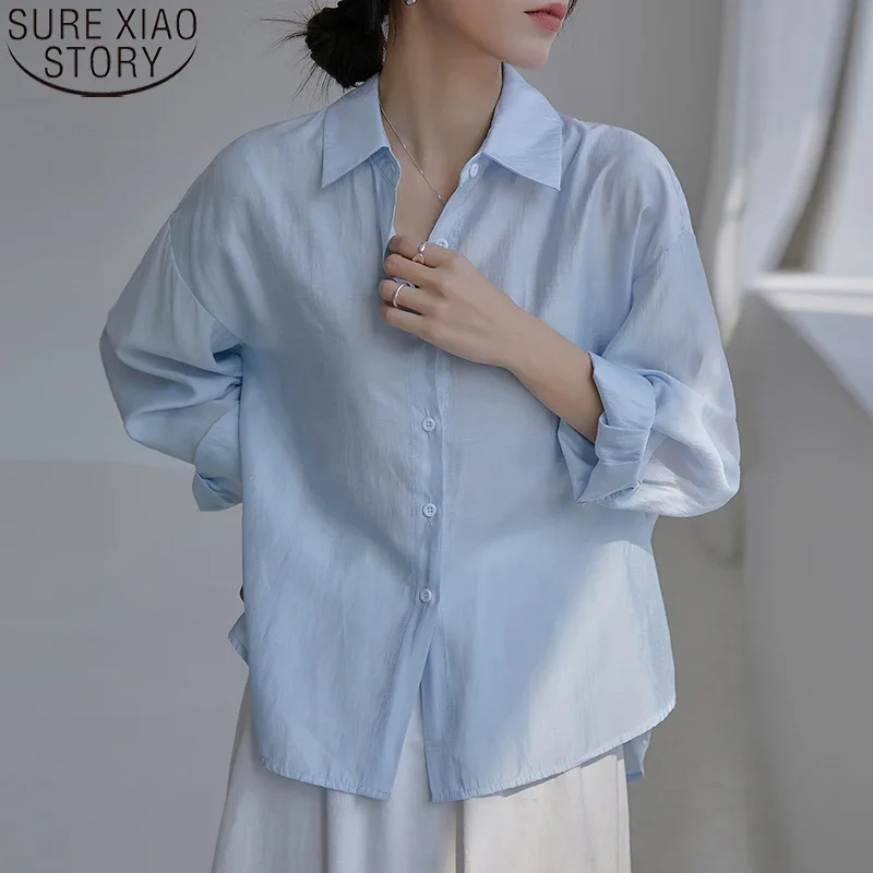 White Shirt Sunscreen Shirt 2024Spring and Summer Long Sleeve Tops Women Clothes Loose Air Conditioning Cardigan 19851