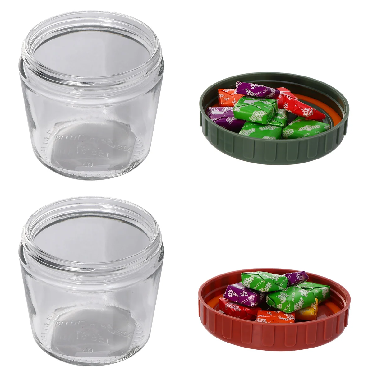 

1Set Glass Sealed Storage Jar Red Green Food Container for Kitchen Home Tea Candy Grain Sealing Lid Glass Storage Can
