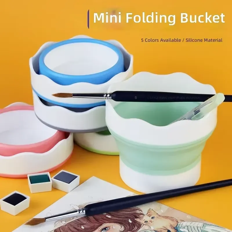 Foldable Silicone Art Cup Mini Paint Brush Washer Storage Container for Gouache Watercolor Cleaning Portable Travel Model X1