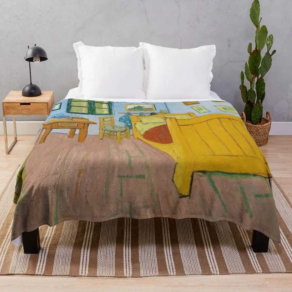 Bedroom In Arles Painting By Vincent Van Gogh Throw Blanket Polar Summer Beddings Blankets