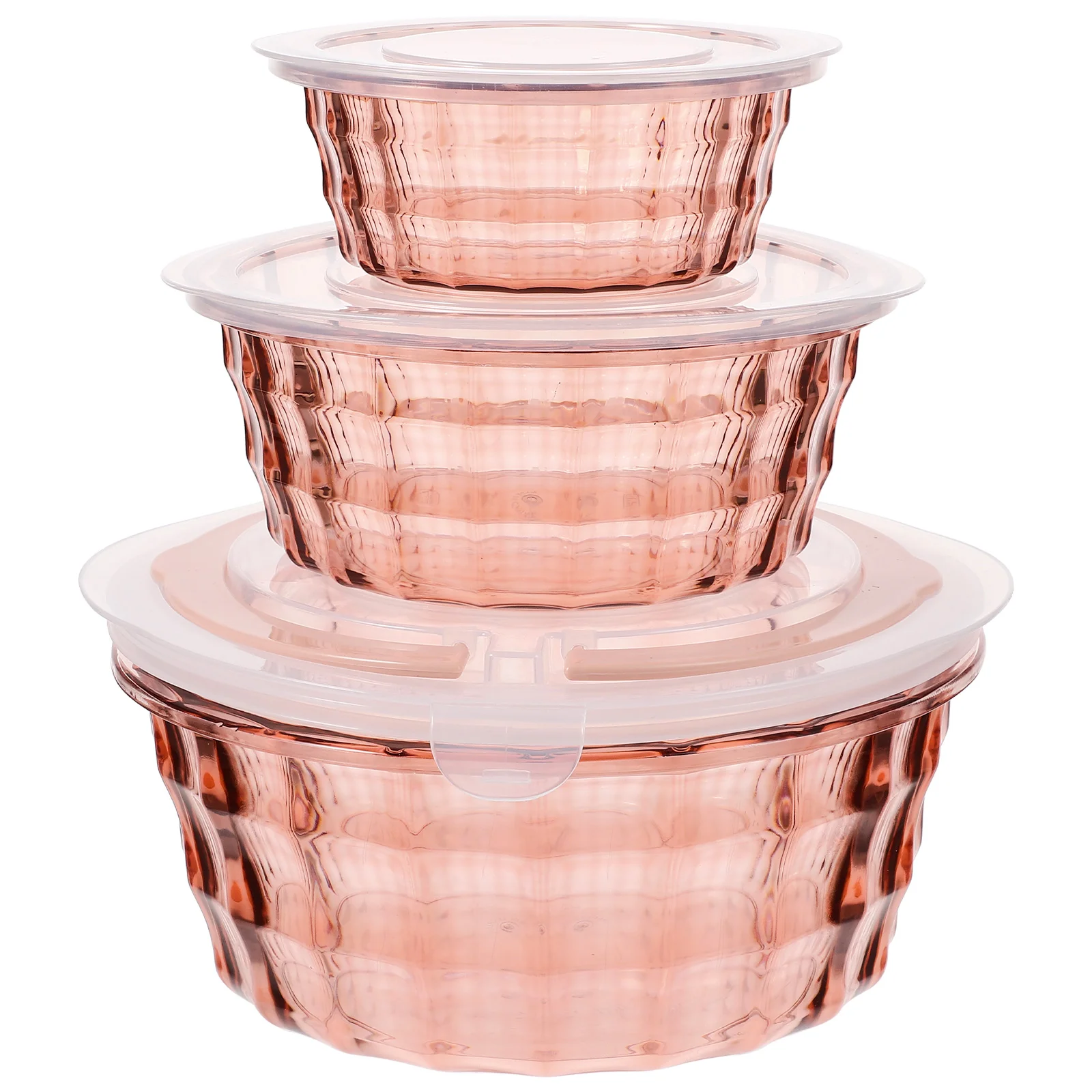 3 Pcs Crisper Salad Bowl Fruit Container Cereal Soybean Refrigerator Case with Lid Kitchen Supply Grain Storage Containers