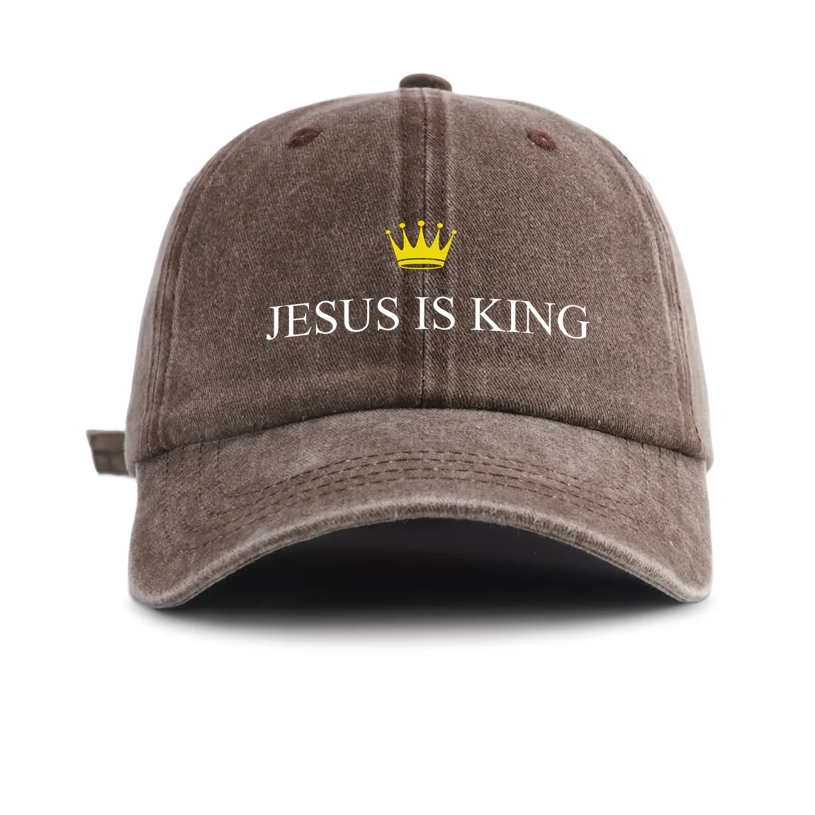1pc Jesus is King Christian Baseball Cap - Adjustable Snapback Hat with, Lightweight Brown Religious Statement Hat for Church, C