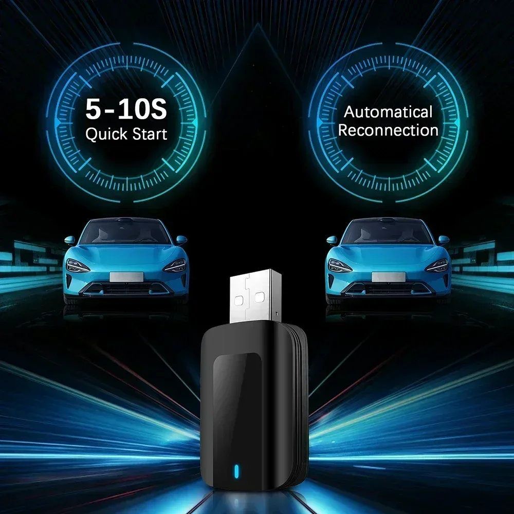 2 in 1 Carplay AI Box Wired to Wireless Carplay Android Auto Compatible with 99% of Cars Plug and Play Smart Dongle