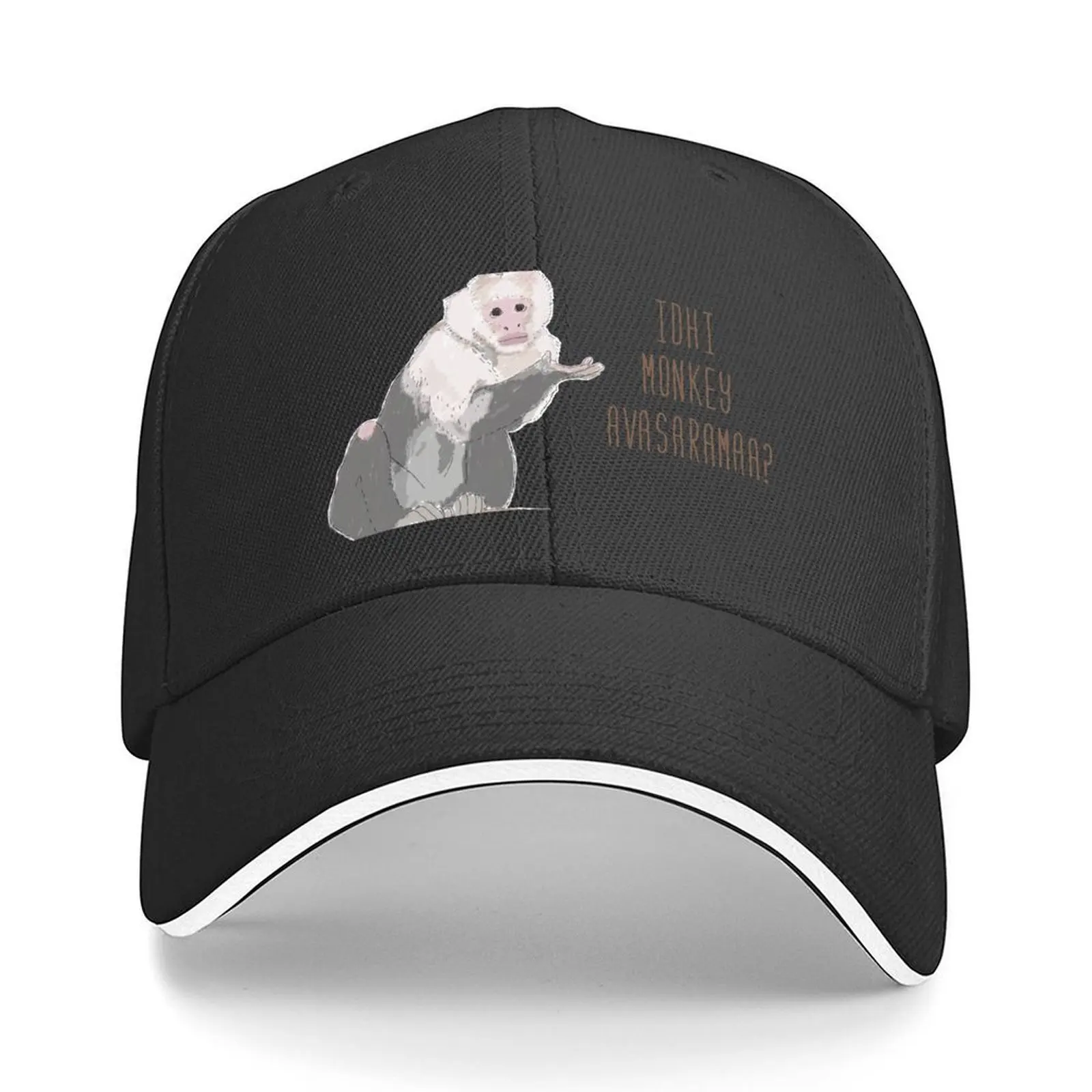 

Idhi Monkey Avasamaramaa Telugu Pun Funny T-shirt Baseball Cap birthday hats for men Horse Hat hard hat Men's Caps Women's