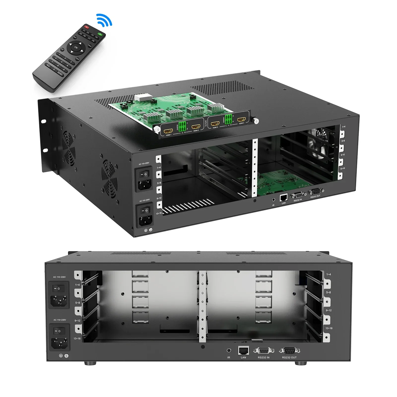 

16x16 Seamless Matrix Switch Modular Case with Splicing Mode, MT-VIKI Available for 4x4 8x8 8x16 16x16 32x32 36x36 72x72